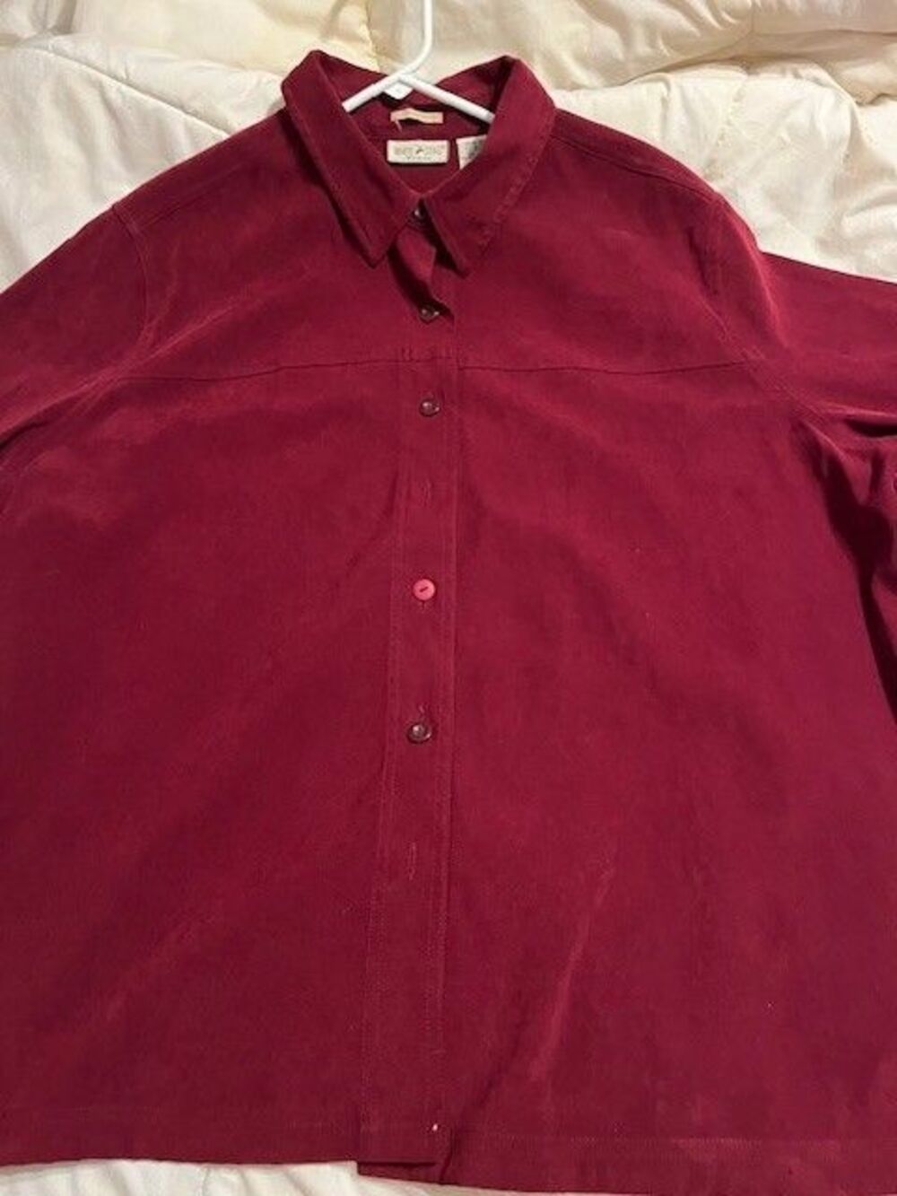 White Stag Burgundy Long‑Sleeve Mock‑Neck Top – Soft Stretch Knit